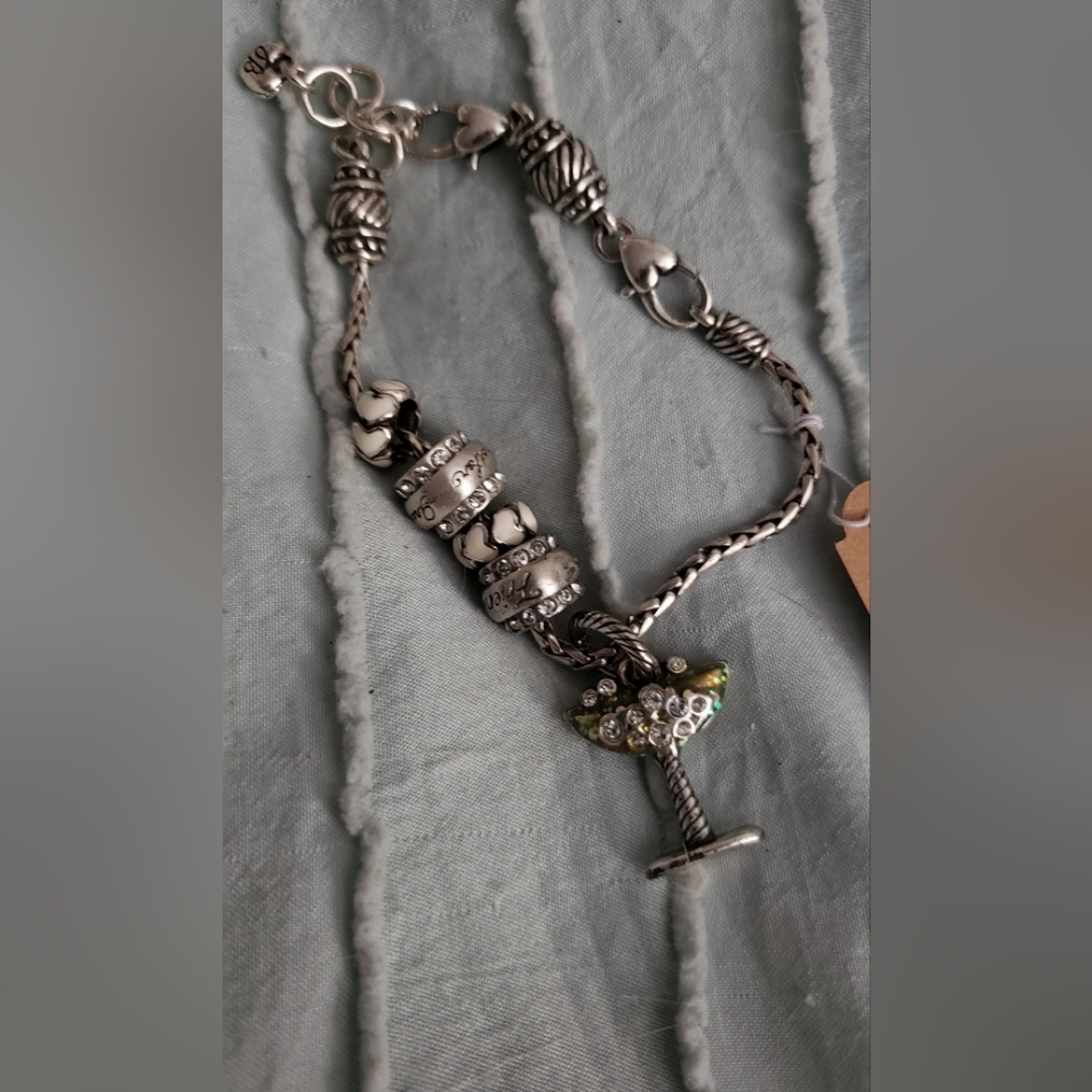 Brighton Silver Charm Bracelet with Crystal Accents